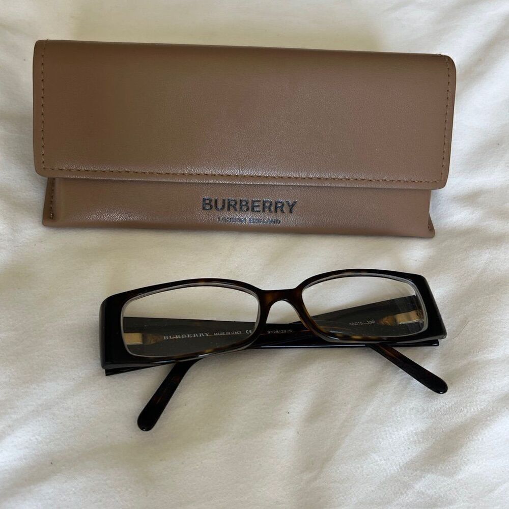 Burberry Skinny Rectangular Brown Tortoise BY2812976 Eyeglasses with Case - Picture 2 of 5